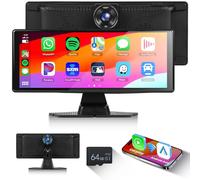 Hodozzy Portátil Carplay Inalámbrico Android Auto con Dash CAM Frontal, Pantalla Coche 10,26 Pulgadas IPS Pantalla Tactil,Radio Receptor con Grabación en Bucle,Mirror Link/Bluetooth/FM/AUX/64G TF