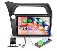 Hodozzy Radio Coche para Honda Civic VIII 2006-2011 con CarPlay Inalámbrico y Android Auto, Android Radio Coche 9'' Touchscreen con Bluetooth/GPS/RDS/FM/USB/Youtube/V-Link+Cámara de Marcha Atrás