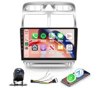 Hodozzy Radio Coche para Peugeot 307 2002-2013 con CarPlay inalámbrico Android Auto, 9 Pulgadas Touchsreen con Bluetooth/RDS Radio/SWC/GPS/Youtube/USB/V-Link/+Cámara de Marcha Atrás