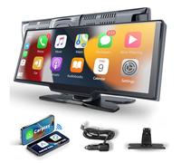 Hodozzy Radio Portátil Coche Carplay Android Auto Inalámbrica,Pantalla Táctil IPS de 10,26 Pulgadas con Carplay, Manos Libres Bluetooth, Mirrorlink, FM Transmisor,Portable Pantalla Coche TF/AUX