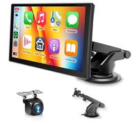 Hodozzy Radio Portátil para Coche con CarPlay y Android Auto Inalámbrico, Portátil Pantalla Táctil IPS de 9 Pulgadas, Bluetooth, Superlink, Control de Voz, Transmisor FM, AUX, Tarjeta TF y Cámara