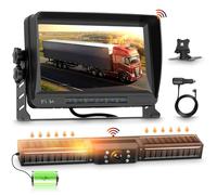 Hodozzy Solar Cámara de Marcha Atrás Inalambrica Kit Monitor 7 Pulgadas, Visión Nocturna 1080P Grabación DVR 10000mAh Batería Recargable Cámara Trasera Solar Magnética Impermeable para Camion Caravana