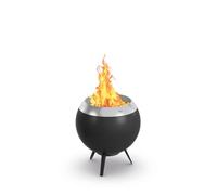höfats - Fuente de fuego Moon 45 sin humo con base baja de acero inoxidable - Fuente de fuego esmaltada y baja en humo con tecnología de gasificación de madera y proceso de combustión en dos etapas