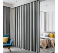hoeflife - Cortinas separadoras, Opacas, hasta el Suelo, antirruido, con Ganchos, para Montaje en Techo con Barra de Cortina, para separación de Espacios (Gris Claro, 254 x 244 cm)