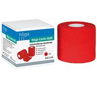 höga de lastic de adhesión de color rojo, rollo (selbsthaftende) Ideal Encuadernación con tren Corto - 6 cm x 5 m, transpirable, antideslizante, elástica