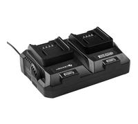 HÖGERT TECHNIK - Akku-Doppelladegerät 18V Duo 8A für Elektrowerkzeuge, Schnellladegerät mit zwei Ladeports, intelligenter Elektronik, LED-Anzeige und aktivem Lüfter