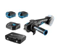 HÖGERT TECHNIK Amoladora angular a batería 18V, 125 mm, motor sin escobillas, interruptor tipo paleta, 8000 RPM, batería 4,0 Ah, cargador 4A, maletín, luz LED, para metal y madera + PROMO 2,0 Ah