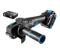 HÖGERT TECHNIK Amoladora angular a batería 18V, 125 mm, motor sin escobillas, interruptor tipo paleta, 8000 RPM, batería 4,0 Ah, cargador 4A, maletín, luz LED, para metal y madera