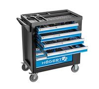 Högert Technik Armario de Herramientas con 7 cajones con Herramientas, 544 Unidades, armarios con Cerradura, dirección Ruedas de Goma con Freno, Resistente y Duradero, HT7G050, Talla única