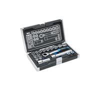 Högert Technik - Caja de Herramientas, Juego de Herramientas, Maletin Herramientas, Juego de Llaves de Vaso y Accesorios, Mecanismo de Trinquete con 60 Dientes - HT1R478, 18 Piezas