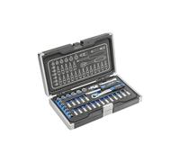 Högert Technik - Caja de Herramientas, Juego de Herramientas, Maletin Herramientas, Llaves de Vaso, Puntas y Equipamiento 1/4”, Mecanismo de Trinquete con 72 Dientes - HT1R464, 34 Piezas