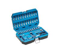 Högert Technik - Caja de Herramientas, Juego de Herramientas, Maletin Herramientas, Llaves de Vaso, Puntas y Accesorios 1/4”, Acero Cr-V, Mecanismo de Carraca con 72 Dientes - HT1R416, 46 Piezas
