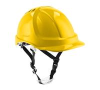 Högert Technik - Casco de protección de PLONER Amarillo Liso | Casco de construcción | EN 397 | Ajustable con un botón | Orificios de ventilación | Banda para el Sudor | protección UV;