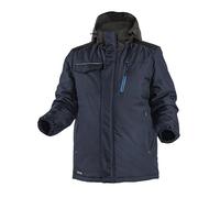 Högert Technik Chaqueta de trabajo de invierno Ren, cálida chaqueta de protección contra el frío, impermeable, reflectante, con capucha, azul marino, 2XL, resistente al viento, ideal para construcción