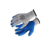 Högert Technik DILL - Guantes protectores con revestimiento de látex, color gris y azul, talla 10, 12 pares, resistentes a desgarros y pinchazos, ideales para trabajos de montaje y mantenimiento