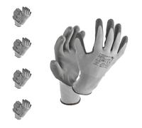 Högert Technik HUNTE Polyurethan-beschichtete Handschuhe, c.grey/schwarz, Größe 10, 12 Paar/Packung, abriebfest und flexibel, ideal für präzise Arbeiten