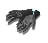 Högert Technik JAGST Guantes con revestimiento de poliuretano, color negro, talla 9, 12 pares/paquete, resistentes a la abrasión y flexibles, ideales para trabajos de montaje precisos