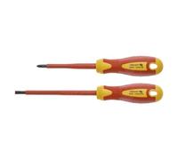 HÖGERT TECHNIK Juego de 2 destornilladores aislados Destornillador de estrella y destornillador plano 1000 V Destornillador manual, stal S2