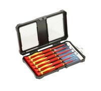 Högert Technik - Juego de 6 destornilladores aislados - Destornilladores para electricistas planos y de estrella - 1000 V VDE - Acero CrV - Mango antideslizante - Maletín