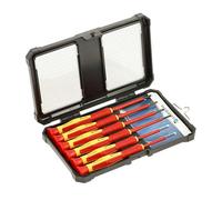 Högert Technik - Juego de 6 destornilladores aislados - Destornilladores para electricistas planos y de estrella - 1000 V VDE - Acero CrV - Mango antideslizante - Maletín