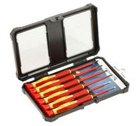Högert Technik - Juego de 6 destornilladores aislados - Destornilladores para electricistas planos y de estrella - 1000 V VDE - Acero CrV - Mango antideslizante - Maletín