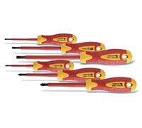 HÖGERT TECHNIK Juego de 6 destornilladores aislantes magnéticos con mango antideslizante, destornillador Phillips y destornillador plano 1000 V, STAL S2, rojo/amarillo