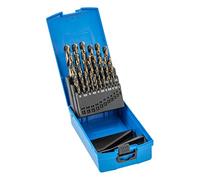 Högert Technik - Juego de brocas de metal de 25 piezas - Juego de brocas para taladrar agujeros en acero, hierro fundido, metales no ferrosos y plásticos endurecidos - De acero HSS - Norma DIN 338