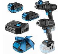 HÖGERT TECHNIK Juego de destornilladores de impacto inalámbricos, 18 V, 200 Nm y 100 Nm, 2 destornilladores de impacto sin escobillas, 2 baterías, cargador 4A, iluminación LED, engranaje de metal