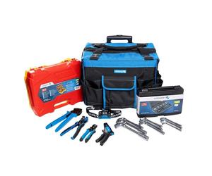HÖGERT TECHNIK - Juego de herramientas profesional para electricistas, instaladores y montadores fotovoltaicos, juego de montaje de 9 piezas con bolsa de herramientas.