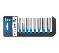 Högert Technik - Juego de llaves de vaso HT1A886 I de aleación de acero al cromo vanadio I Juego de llaves de vaso I caja de herramientas I largo, negro/azul/gris, 50 mm, negro/azul/gris
