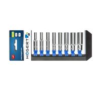 Högert Technik - Juego de llaves de vaso HT1A886 I de aleación de acero al cromo vanadio I Juego de llaves de vaso I caja de herramientas I largo, negro/azul/gris, 50 mm, negro/azul/gris