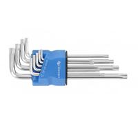 Högert Technik - Juego de llaves TORX I Juego de destornilladores TORX de 9 piezas I Tamaños T10 a T50 I De acero de aleación S2 I Resistente a la deformación y la abrasión I Largo I Plata