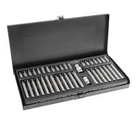 HÖGERT TECHNIK Juego de puntas de 40 piezas, TORX, Spline, hexagonal (30/75 mm), acero CrV, accesorio de 10 mm, 3/8" y 1/2", en caja de metal, juego de puntas de destornillador de calidad profesional