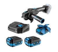 HÖGERT TECHNIK Kit amoladora angular a batería 18V, 125 mm, motor sin escobillas, 8000 RPM, con batería 4,0 Ah y cargador rápido, protección contra sobrecalentamiento y cortocircuito,+ PROMO 2,0 Ah