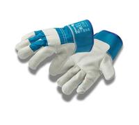 Högert Technik LEINE Guantes de cuero canadiense, piel de vaca canadiense, azul, talla 9, resistentes a la abrasión y reforzados, ideales para trabajos exigentes