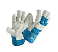 Högert Technik LEINE guantes de cuero canadienses, cuero vacuno canadiense, azul, talla 8, resistentes a la abrasión y reforzados, ideales para trabajos exigentes
