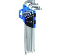 Högert Technik - Llave TORX I Juego de 9 piezas I Tamaños T10 a T50 I Hecho de acero al cromo vanadio I Resistente a la deformación y la abrasión I HT1W818 - Plata
