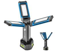 Högert Technik Luz de inundación con batería, 7000 lm, 3 modos, iluminación de 360°, IP54, protección contra polvo y salpicaduras, IK09, resistencia a los golpes, 5 horas de funcionamiento, banco de