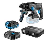 HÖGERT TECHNIK Martillo perforador a batería brushless 18V, 2,0 J, función cincelado, batería 4,0 Ah, cargador 4A, engranaje metálico, LED