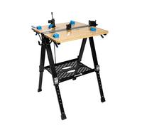 HÖGERT TECHNIK Mesa de Taller Plegable de 700 x 650 x 915 mm con Placa de bambú, 5 Posiciones de Ajuste de Altura, Capacidad de Carga de 450 kg, Agujeros, Conectores y Abrazaderas de sujeción