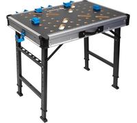 HÖGERT TECHNIK Mesa de Taller Plegable de 845 x 598 x 735 - 885 mm con Tablero MDF, 6 Posiciones de Ajuste de Altura, 3 Cajas de Almacenamiento, Capacidad de Carga de 450 kg y Accesorios de conexión