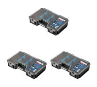 Högert Technik - Organizador con Compartimentos HT7G510, Caja Herramientas, Tapa de Policarbonato, Separadores Ajustables, Maletin Herramientas, Caja de Herramientas, Estructura Modular (Paquete de 3)