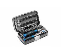 Högert Technik - Pequeño Juego de Herramientas, Caja de Herramientas, Maletin Herramientas, Juego de Llaves de Vaso y Equipamiento 1/4, Mecanismo de Trinquete con 72 Dientes - HT1R462, 38 Piezas