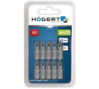 HÖGERT TECHNIK Puntas de destornillador PZ2 de 25 mm, 5 unidades, acero S2, HRC 58 - 60, vástago hexagonal de 1/4 pulgadas, DIN 3126, puntas Phillips duraderas para destornillador eléctrico y batería