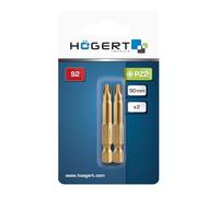 HÖGERT TECHNIK Puntas de destornillador PZ2 de 50 mm, 2 unidades, acero S2, revestimiento de TiN, perfil delgado, antideslizante, vástago hexagonal de 1/4 pulgadas, DIN 3126, para destornillador