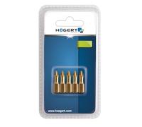 HÖGERT TECHNIK Puntas de destornillador PZ3 de 25 mm, 5 unidades, acero S2, revestimiento de TiN, perfil delgado, antideslizante, vástago hexagonal de 1/4 pulgadas, DIN 3126, puntas Pozidriv precisas