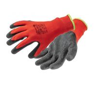 Högert Technik RODER Guantes protectores con revestimiento de látex rojo/negro, talla 10, alta resistencia a la abrasión, agarre flexible, ideal para trabajos de montaje y mantenimiento precisos