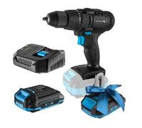 HÖGERT TECHNIK Set de taladro atornillador a batería 18V, 50 Nm de par, batería 2,0 Ah, cargador 4A, engranaje metálico, iluminación LED, portabrocas Auto Lock + PROMO batería 2,0 Ah