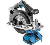 HÖGERT TECHNIK Sierra circular a batería 18V, motor sin escobillas, inalámbrica, 0-5000 RPM, disco 165 mm, ajustes sin herramientas, luz LED, protector de aluminio + PROMO 2,0 Ah