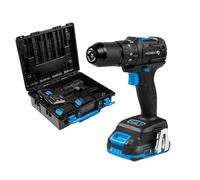 HÖGERT TECHNIK Taladro atornillador percutor brushless 18V 40 Nm, taladro inalámbrico compacto con 2 baterías 2 Ah, cargador 4A y maletín para hormigón madera metal
